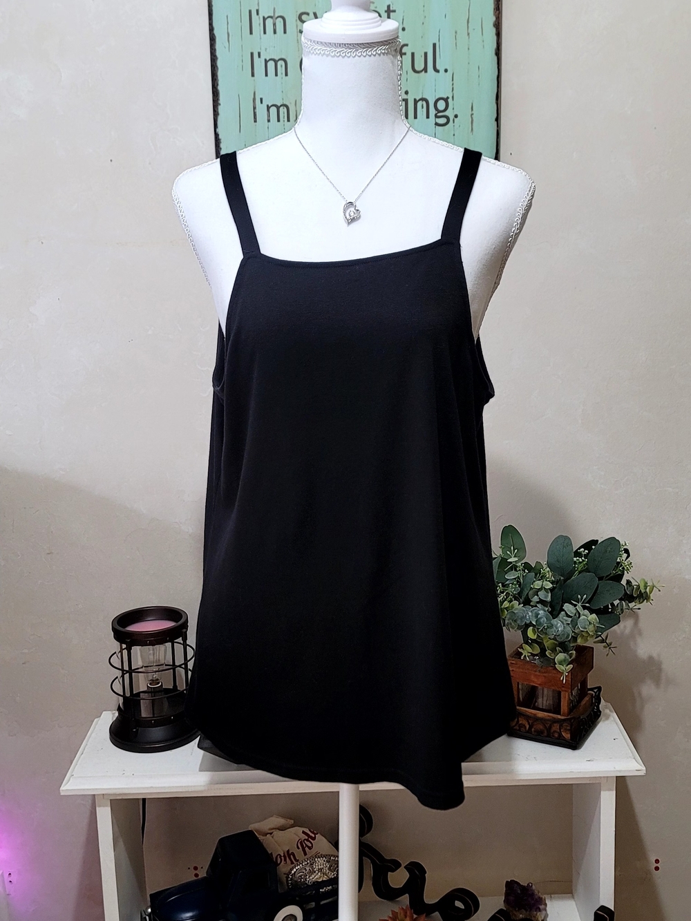 Black Women's Square Neck Tank Top